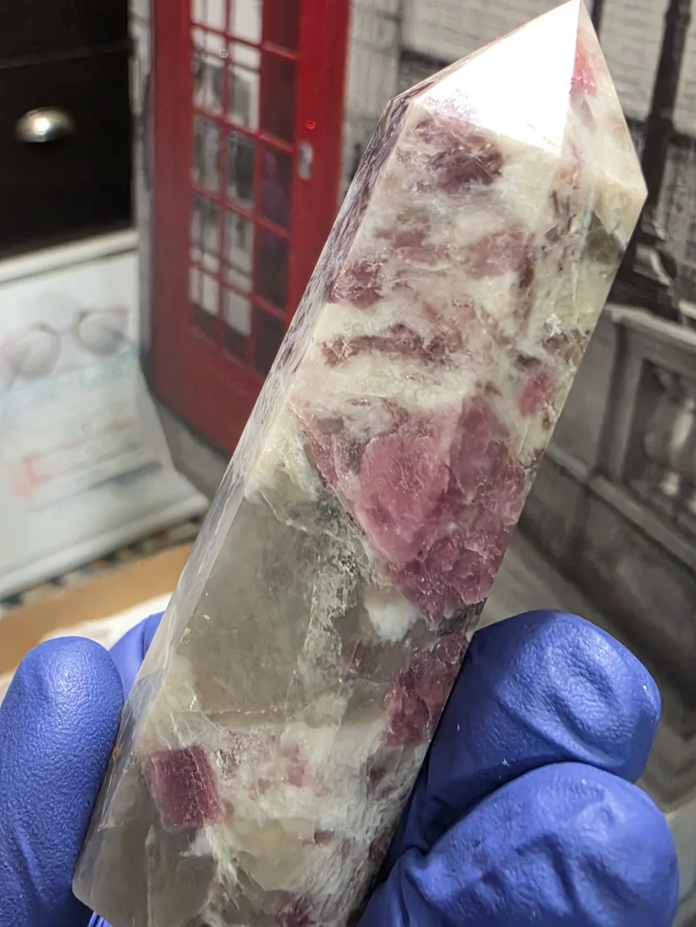 Pink tourmaline tower, also known as a Rubellite tower
